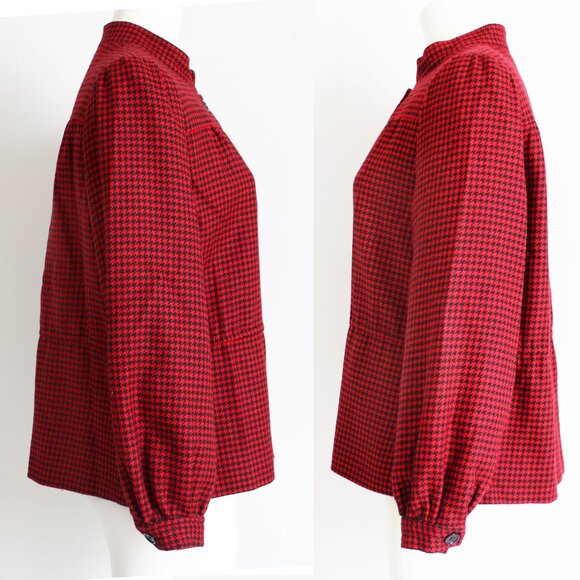 Tat Saunders Jacket Wool Houndstooth Red Black Ritz Carlton Vintage - Picture 7 of 9